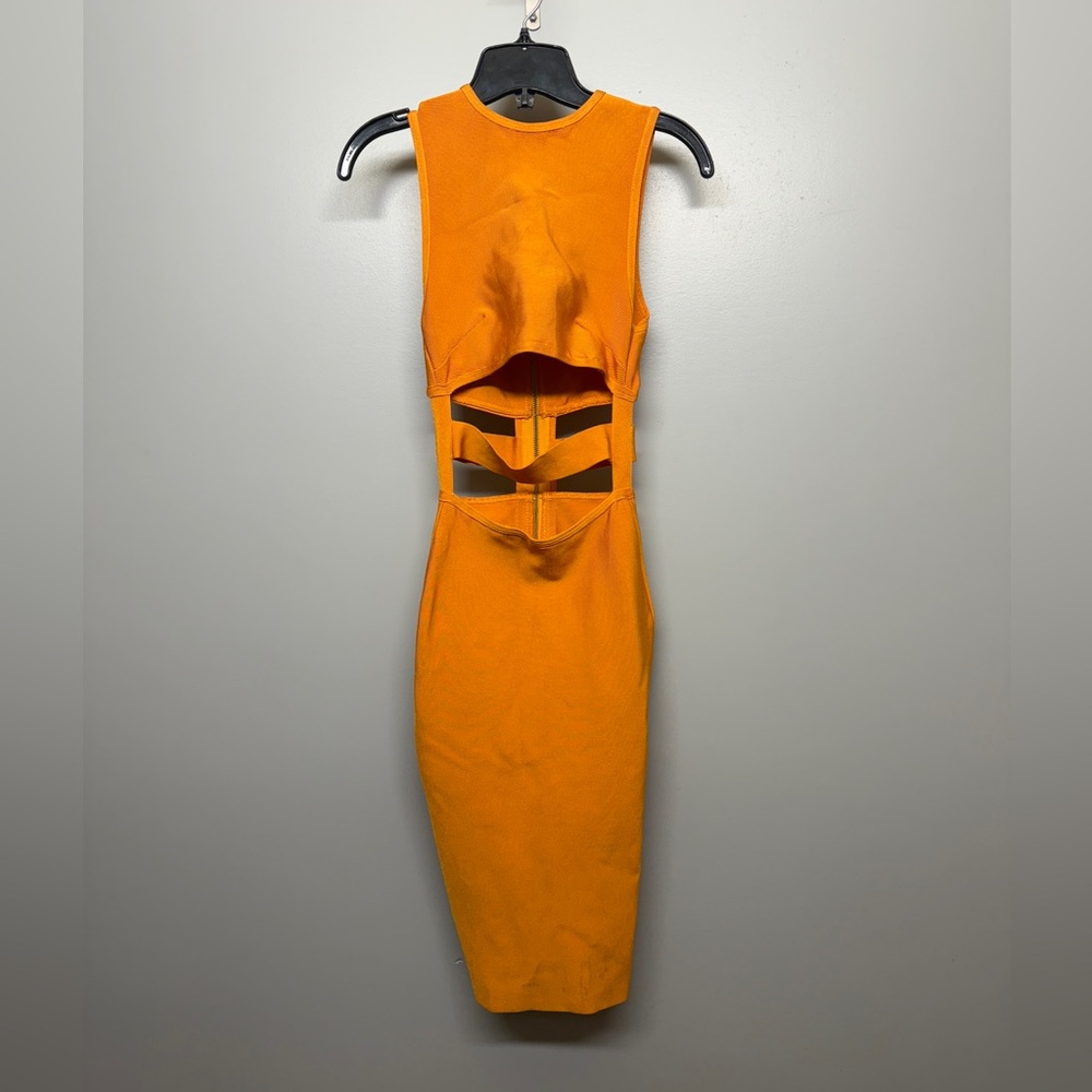 House of CB Orange Midi Stretch Cut out Strappy Dress SIZE XS